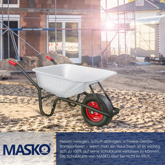 MASKO® Kruiwagen - 100L - Tot 250kg - Zilver