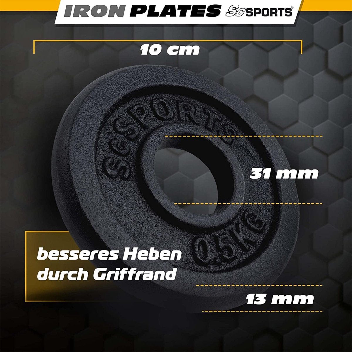 Halterschijven - Halter gewichten - 30 mm - Gietijzer - 4x0,5 kg - ScSPORTS®
