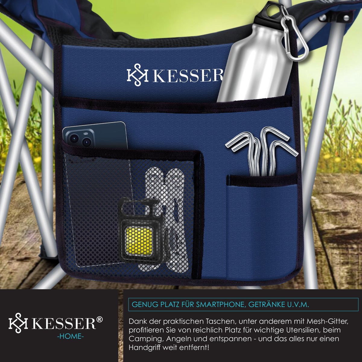 KESSER® Campingstoel - Visstoel - Vouwstoel - Marineblauw