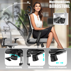 KESSER® Ergonomische Bureaustoel - Gamestoel - Office Chair - Grijs