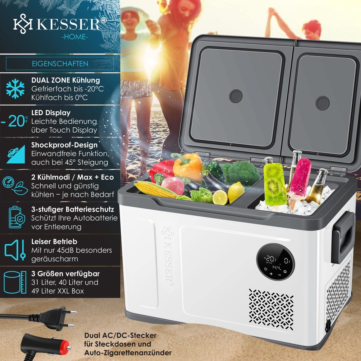 Compressor Koelbox elektrisch - Coolbox - Frigobox - 31L - Wit