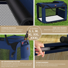 Reisbench hond - Draagtas hond - Transportbox - 93x63x63 cm - Blauw