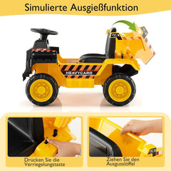 COSTWAY TQ10154DE-YWDE Elektrische kinderauto, zit-kiepwagen met veiligheidshelm, kindertractor tot 2,5 km/u, elektrische vrachtwagen voor kinderen vanaf 18 maanden