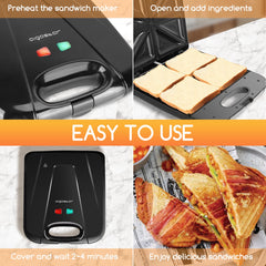 Aigostar Sandwich Maker - Tosti ijzer - 1400W - Zwart •