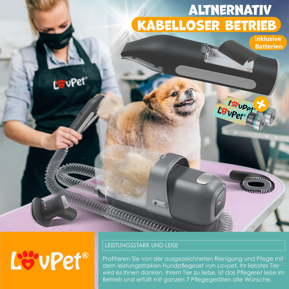 LOVPET® Hondentondeuse - Tondeuse voor dikke vacht  - Antraciet / Lichtgrijs