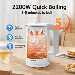 Waterkoker met temperatuurregeling - Elektrisch - 1.7L - 2200W - Wit •