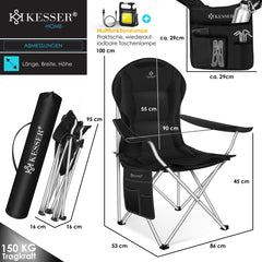 KESSER® Campingstoel - Visstoel - Vouwstoel - Zwart