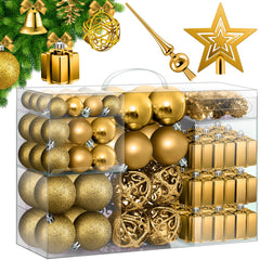 KESSER® Kerstballen plastic 102-delige Kerstversiering Set - Kerstboomversiering Kerstboom Decoratie - Goud
