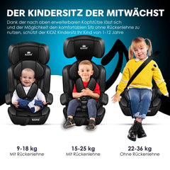 KIDIZ® Autostoeltje - 5-punts veiligheidsgordel - Zwart