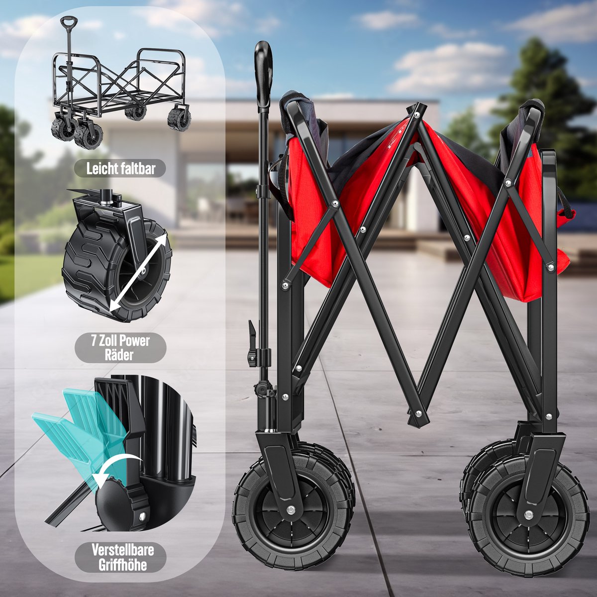 KESSER® Bolderkar - Opvouwbaar - Bolderwagen - Rood