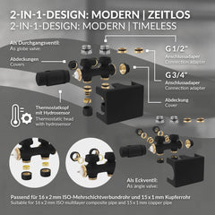 Hoekstopkraan - Inc. thermostaatknop - Zwart - LuxeBath