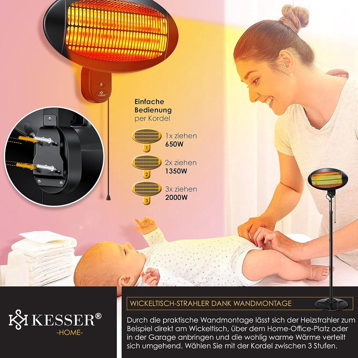 Infrarood Verwarming - Terrasverwarmer - Elektrische Heater - Zwart - KESSER®