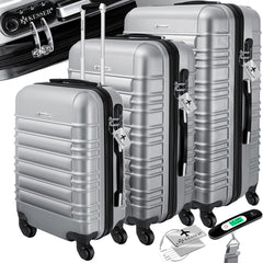 KESSER® Reiskofferset - 3-delig - ABS- Kofferset - Zilver