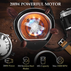 Aigostar Breath 30CFR - Koffiemolen - koffiemaler - Coffee Grinder - koffiemolen electrisch - Elektrische Koffiebonen Maler - BPA-vrij - Zwart •