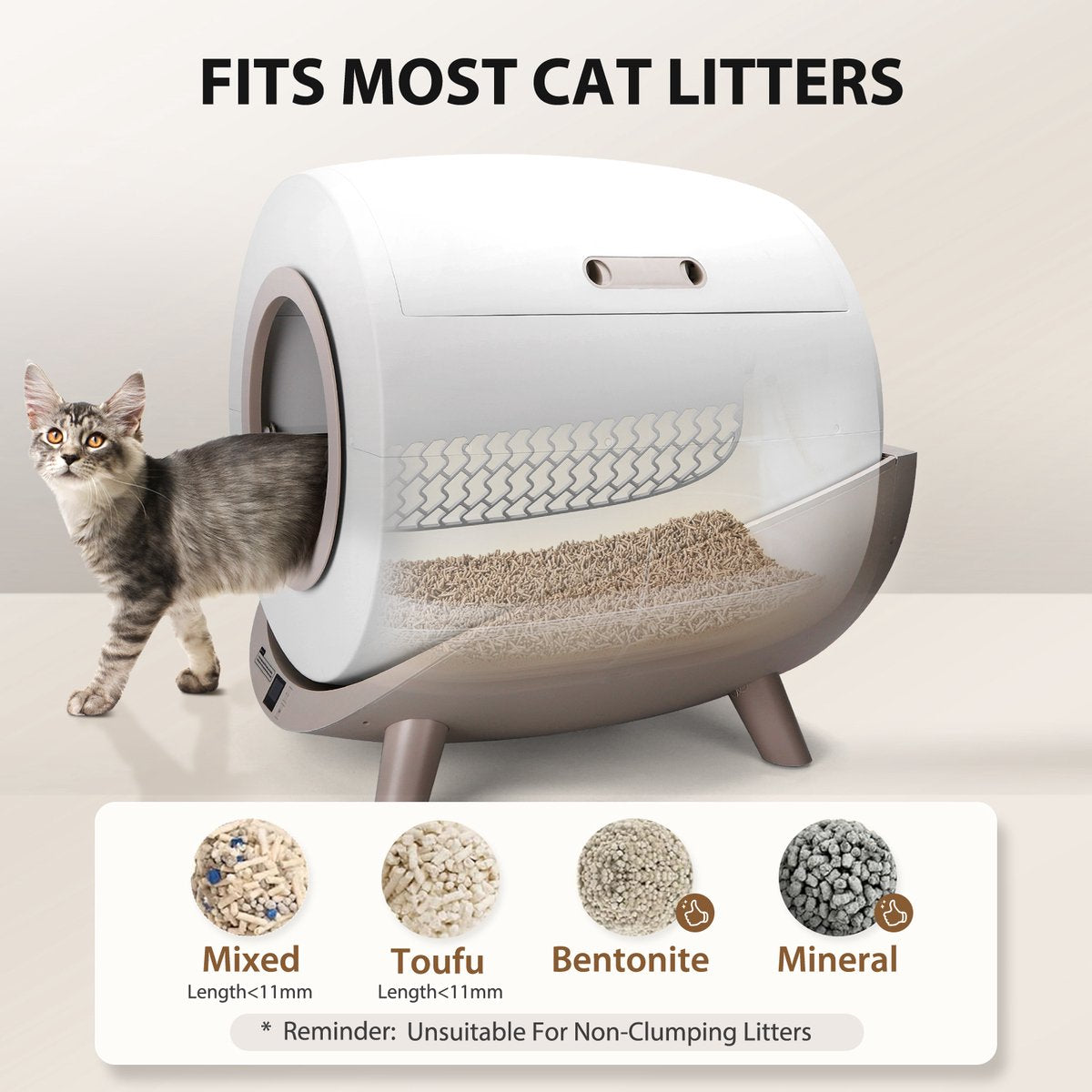 Nobleza Automatische Kattenbak XXL - 80L - Zelfreinigende Kattenbak - Incl. App