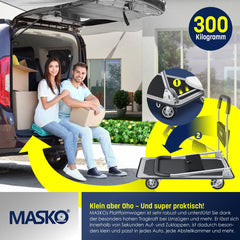 MASKO® Plateauwagen - Tot 300kg - Transportkar - Transportwagen - Zwart
