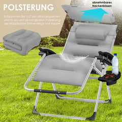 Tuinstoel - Ligstoel - Verstelbaar - Opvouwbaar - Grijs - KESSER®