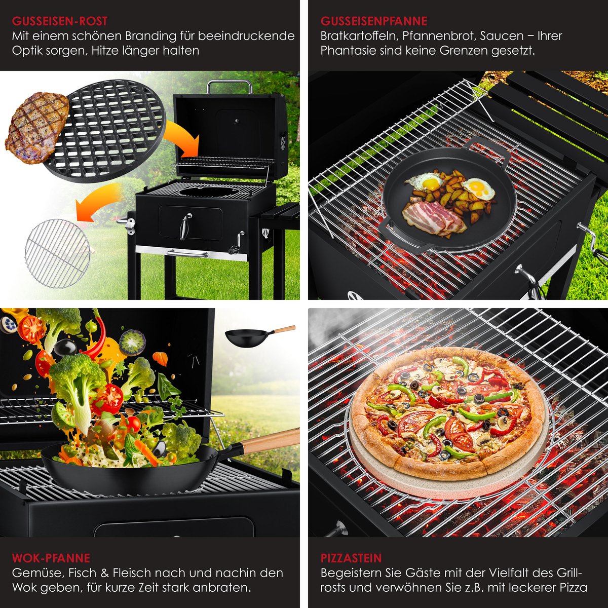 KESSER® XL Houtskoolbarbecue - BBQ - RVS Handvat - Zwart