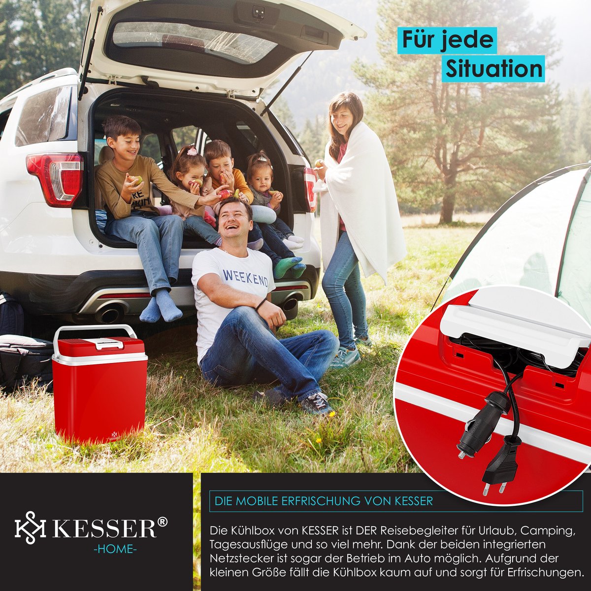 KESSER® Thermo-Elektrische Koelbox – 24L – 12V/230V – Rood •