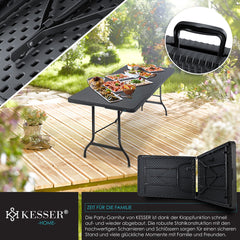 KESSER® Inklapbare Tafel 180x75x73cm Vouwtafel Kunststof - Campingtafel Klaptafel Geschikt voor 8 Personen voor Tuin, Terras en Balkon inclusief Draaggreep - Antraciet