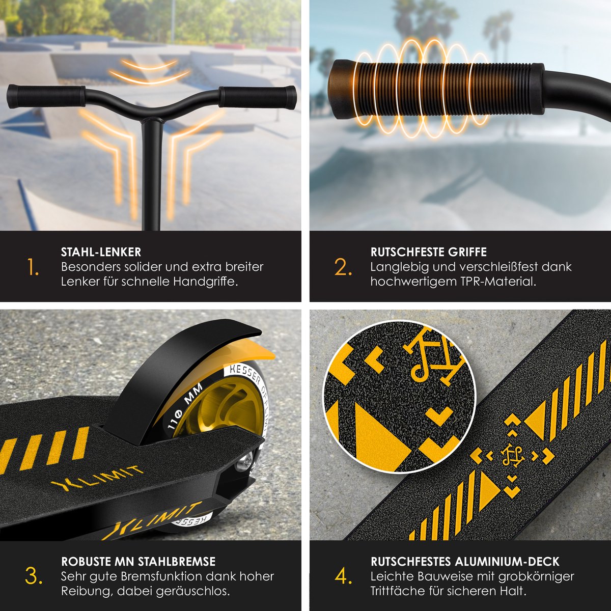KESSER® Stuntstep - Step voor Volwassenen en Kinderen - Zwart
