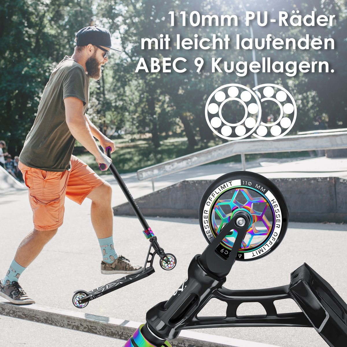 KESSER® Stuntstep voor Volwassenen en Kinderen - Kinderstep - Zwart