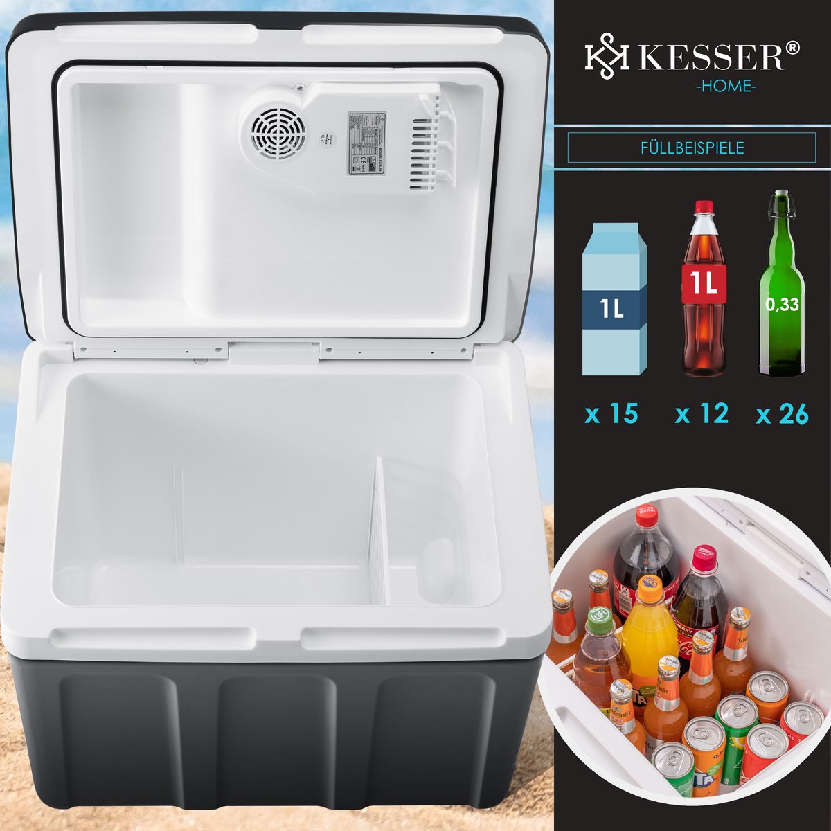 KESSER® Thermo-Elektrische Koelbox – 40L – 12V/230V – Antraciet