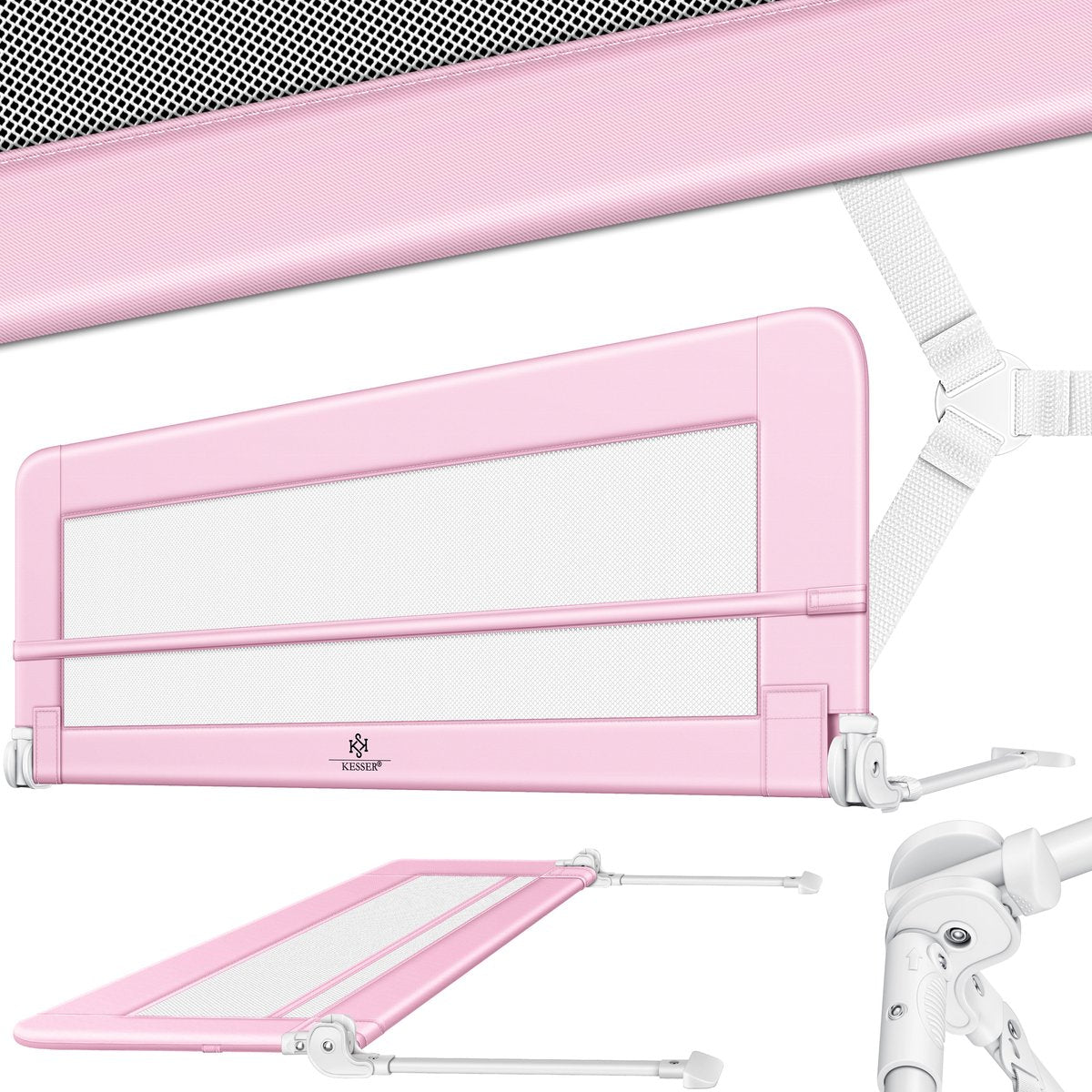 KESSER® bedhekje - Kinderbedhek - Bedhek - Babybedhek Valbeveiligingsbed voor Bed & boxspring - 200 cm, Roze