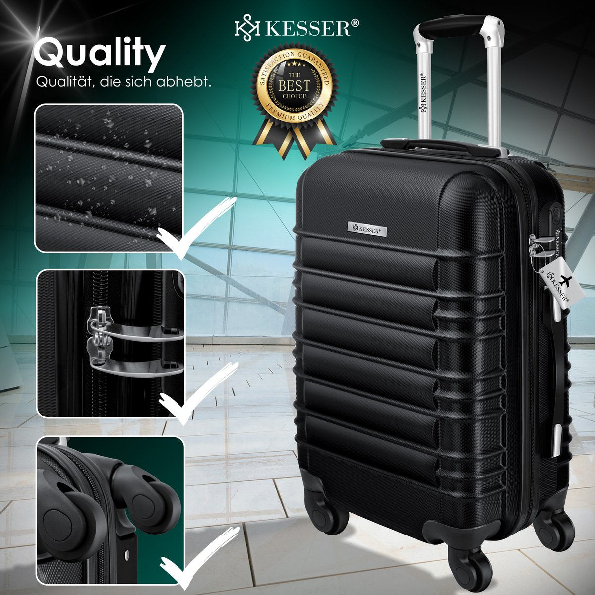 KESSER® Reiskoffer - 55L - Handbagage - ABS - Zwart