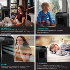 KESSER® 4in1 Mobiele airconditioning - Luchtontvochtiger - 9000BTU - Zwart •