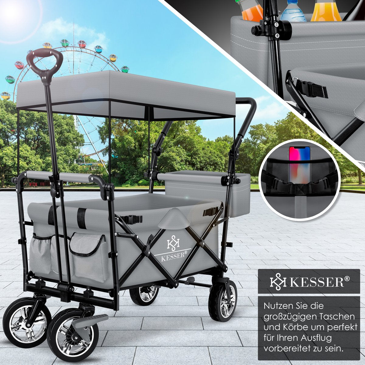 KESSER® Bolderkar - Opvouwbaar - Bolderwagen - Grijs