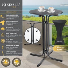 KESSER® Bartafel - Bistrotafel - Klaptafel - 110cm - Zwart