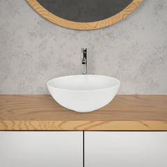 Ronde wastafel zonder overloop Ø 32x13,5 cm Wit keramiek LuxeBath