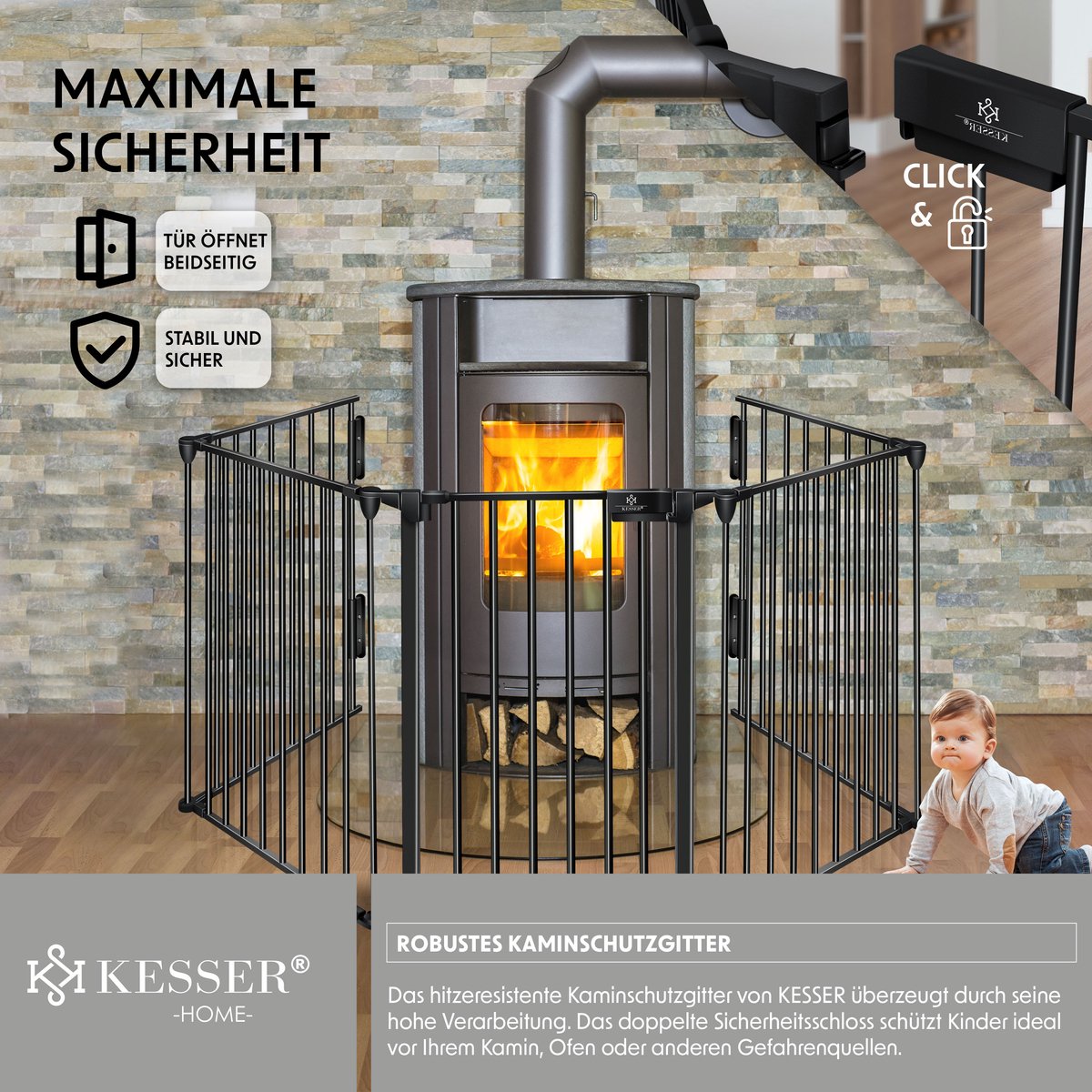 KESSER® Traphekje - Veiligheidshekje - 300cm - Zwart