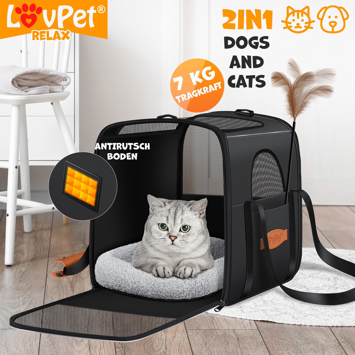LOVPET® Hondenbench - Hondenbox - Transportbox 44x31x36xm  - Antraciet