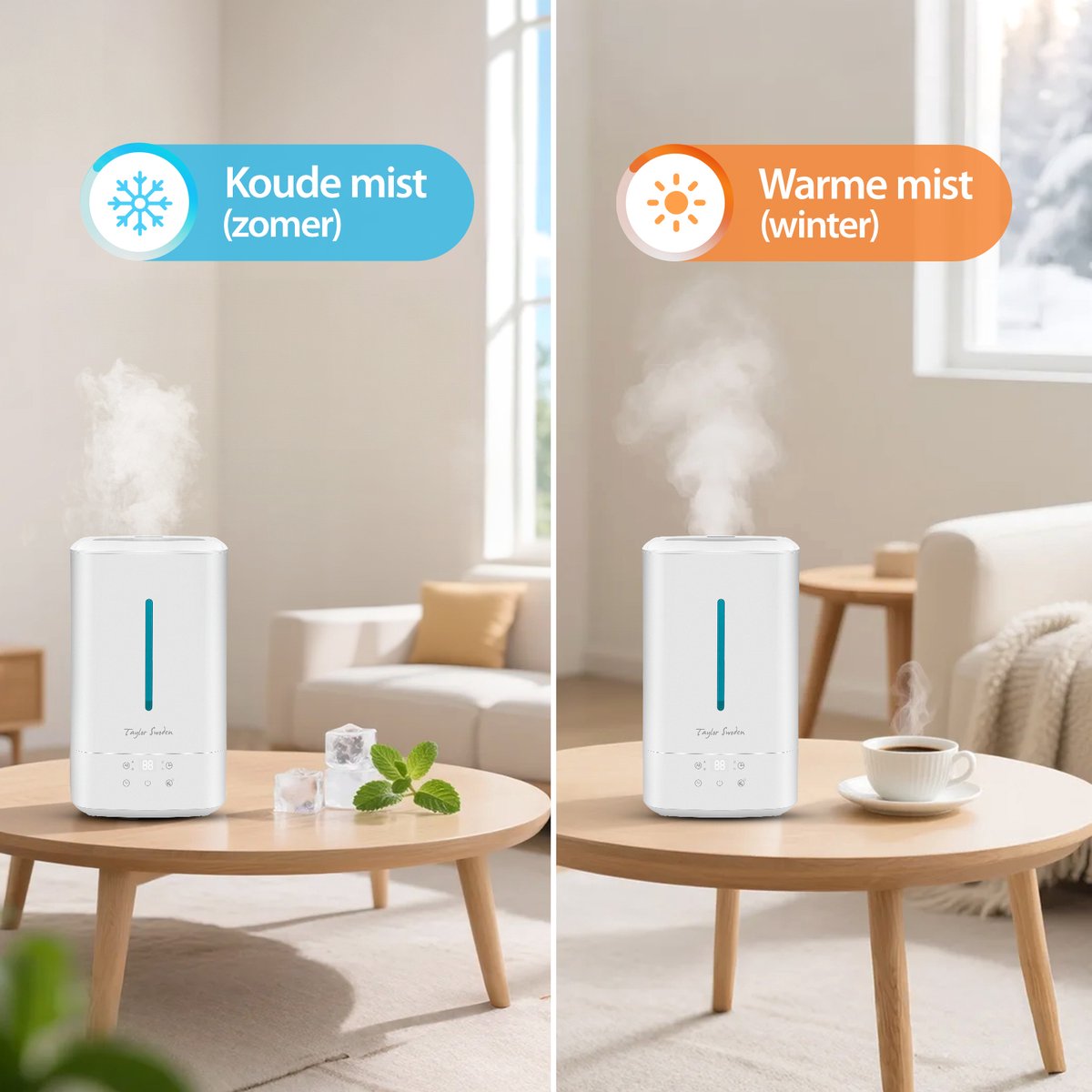 Luchtbevochtiger slaapkamer - Humidifier - 5L - Wit - Taylor Swoden •
