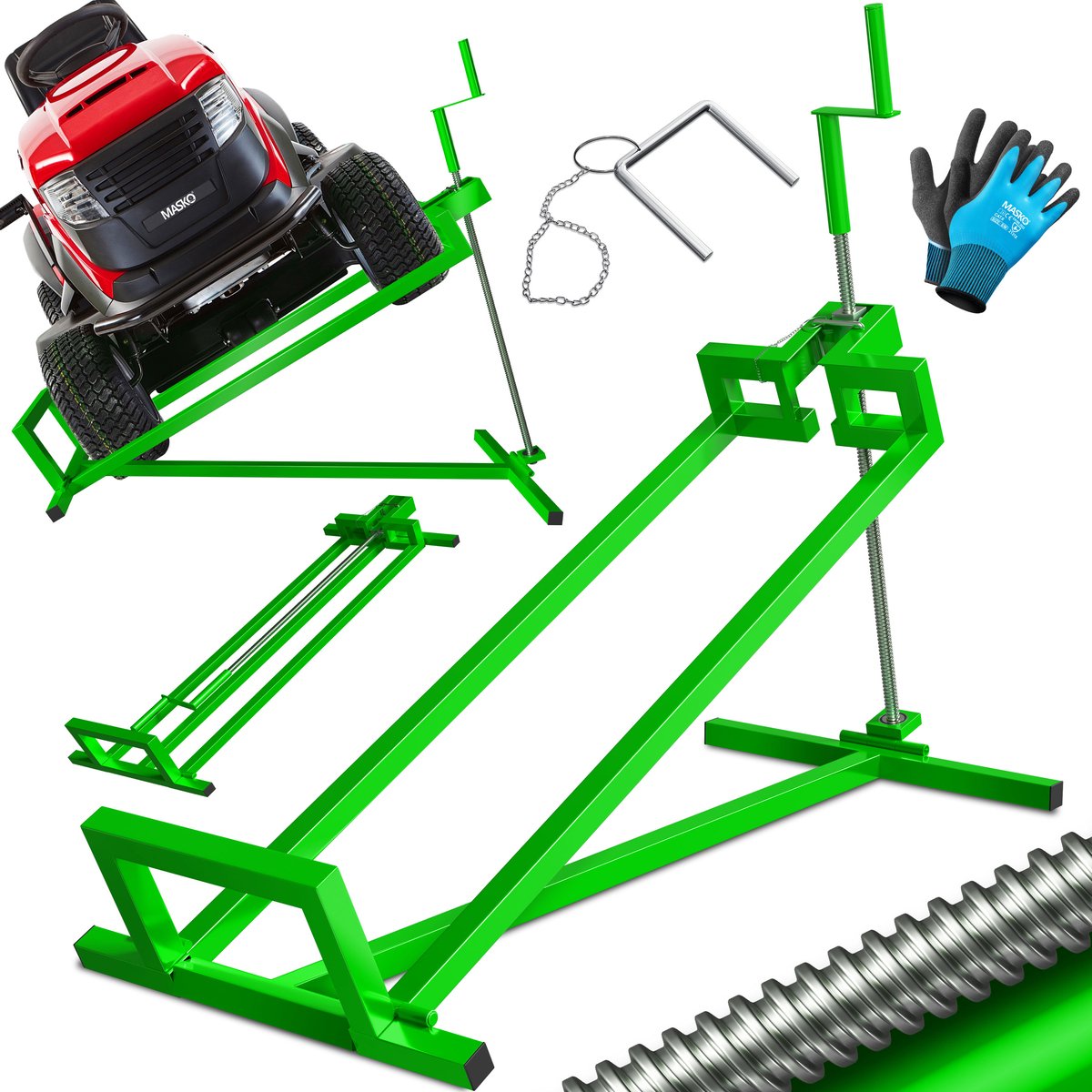 MASKO® Zitmaaierkrik 400kg Lift voor Zitmaaier - Zitmaaierlift Krik Systeem - Groen