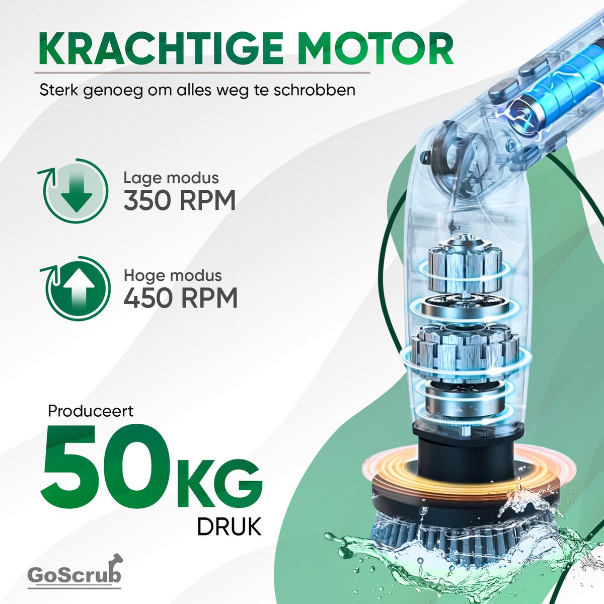 Elektrische Schoonmaakborstel – Elektrische Schrobber - Schrobborstel – Zwart - V1 - GoScrub® •