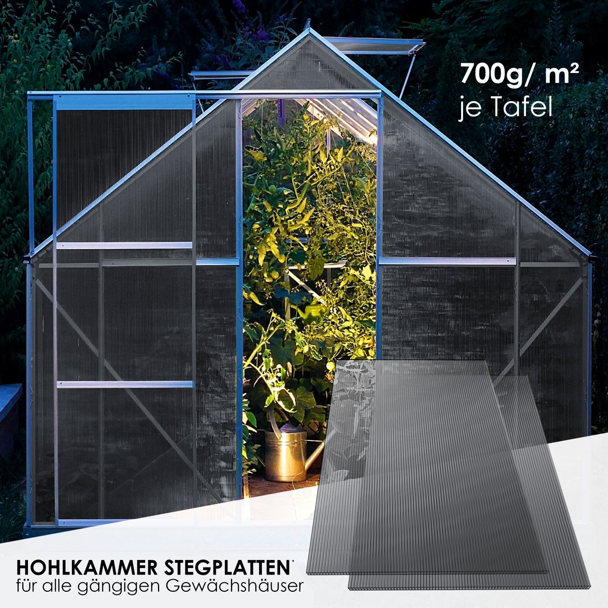 KESSER® 14 Dubbelwandige Polycarbonaat Platen - 150x70cm - Antraciet
