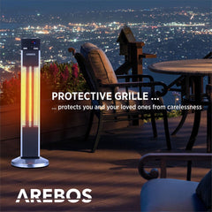 AREBOS Infrarood Verwarming - 2000W - Infrarood Kachel - Terrasverwarmer - Zilver