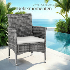 Tuinstoelen - Met kussens - Weerbestendig - 2 stuks - Grijs - Tectake®