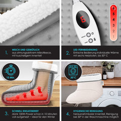 KESSER® Elektrische Voetenwarmer  - Wasbaar - Lichtgrijs