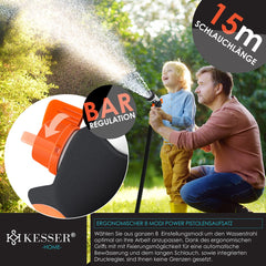 Flexibele Tuinslang - Inc. sproeikop - 15 meter - Zwart