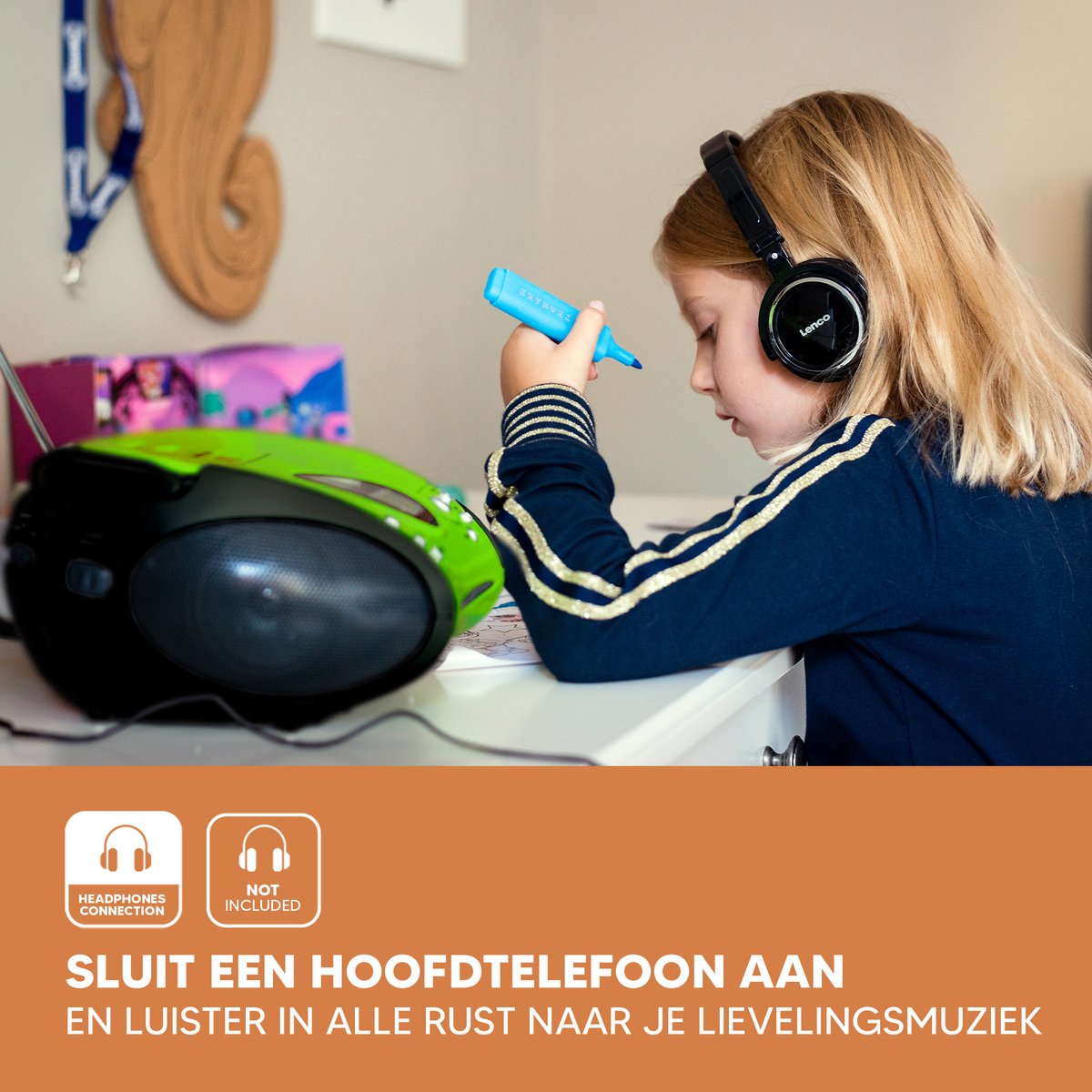 Lenco SCD-24 - Draagbare radio CD speler met aux-uitgang - Groen