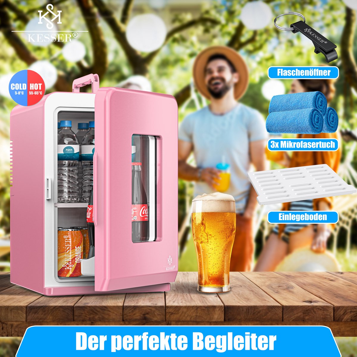 KESSER® Mini Koelkast - 15 Liter - Koelbox - Roze