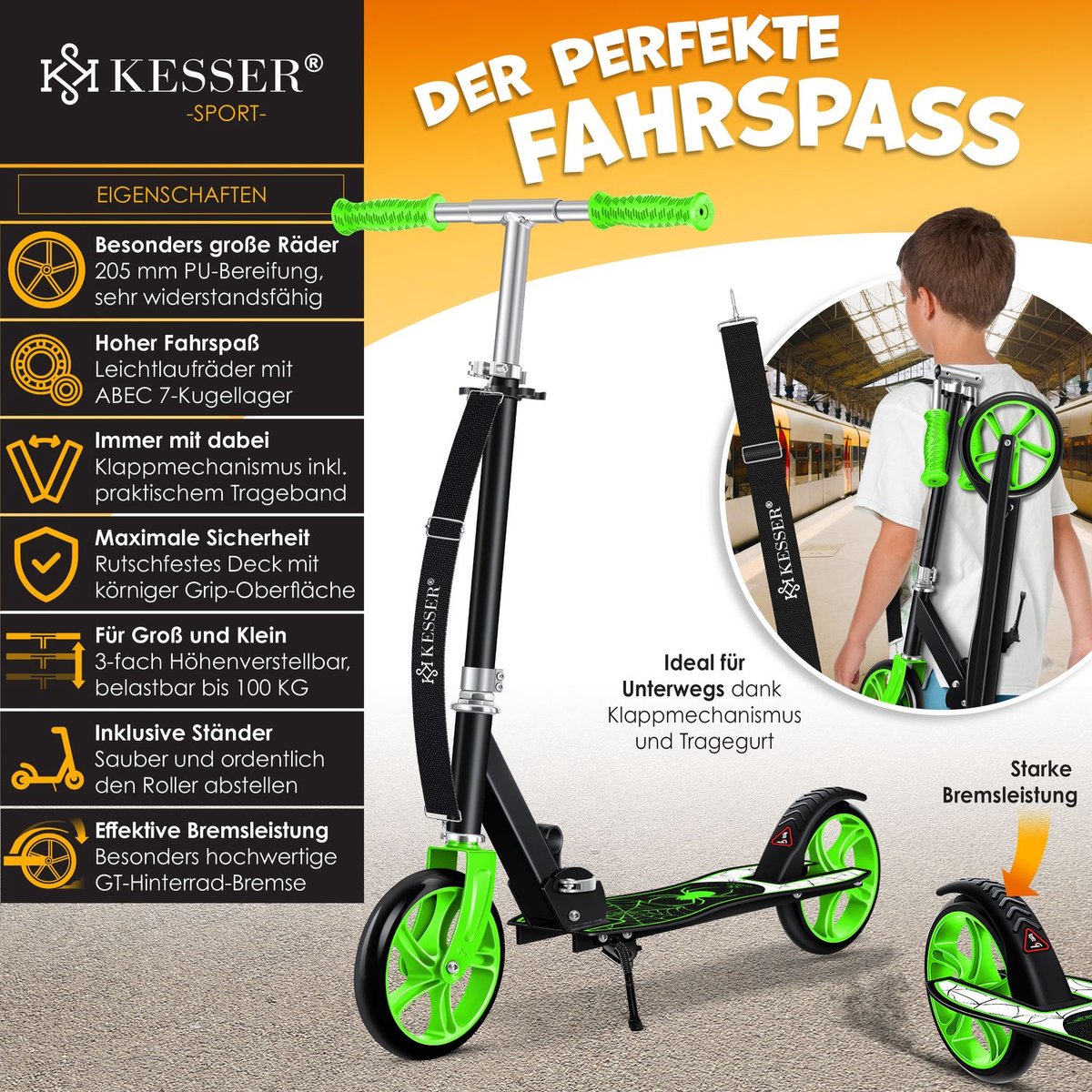 Kinderstep - Verstelbaar - Vouwbaar - Groen - KESSER®