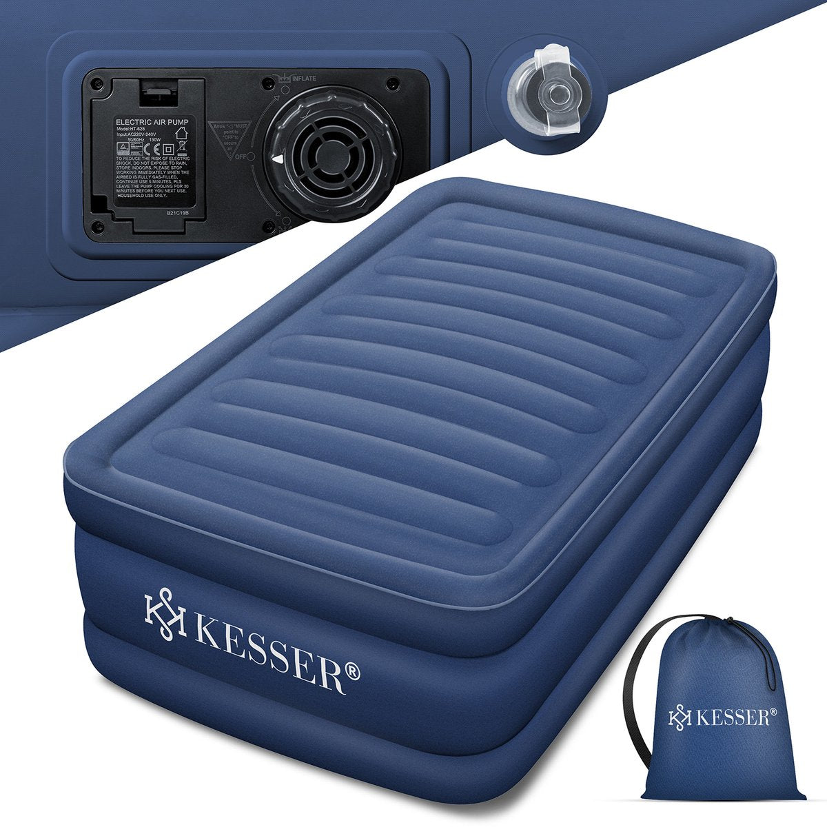 KESSER® Luchtbed - Opblaasbaar Matras - Elektrische Pomp - Blauw •