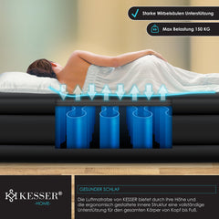 Luchtbed - 1 Persoons - Luchtmatras met pomp - Opblaasbed - Zwart - KESSER® •