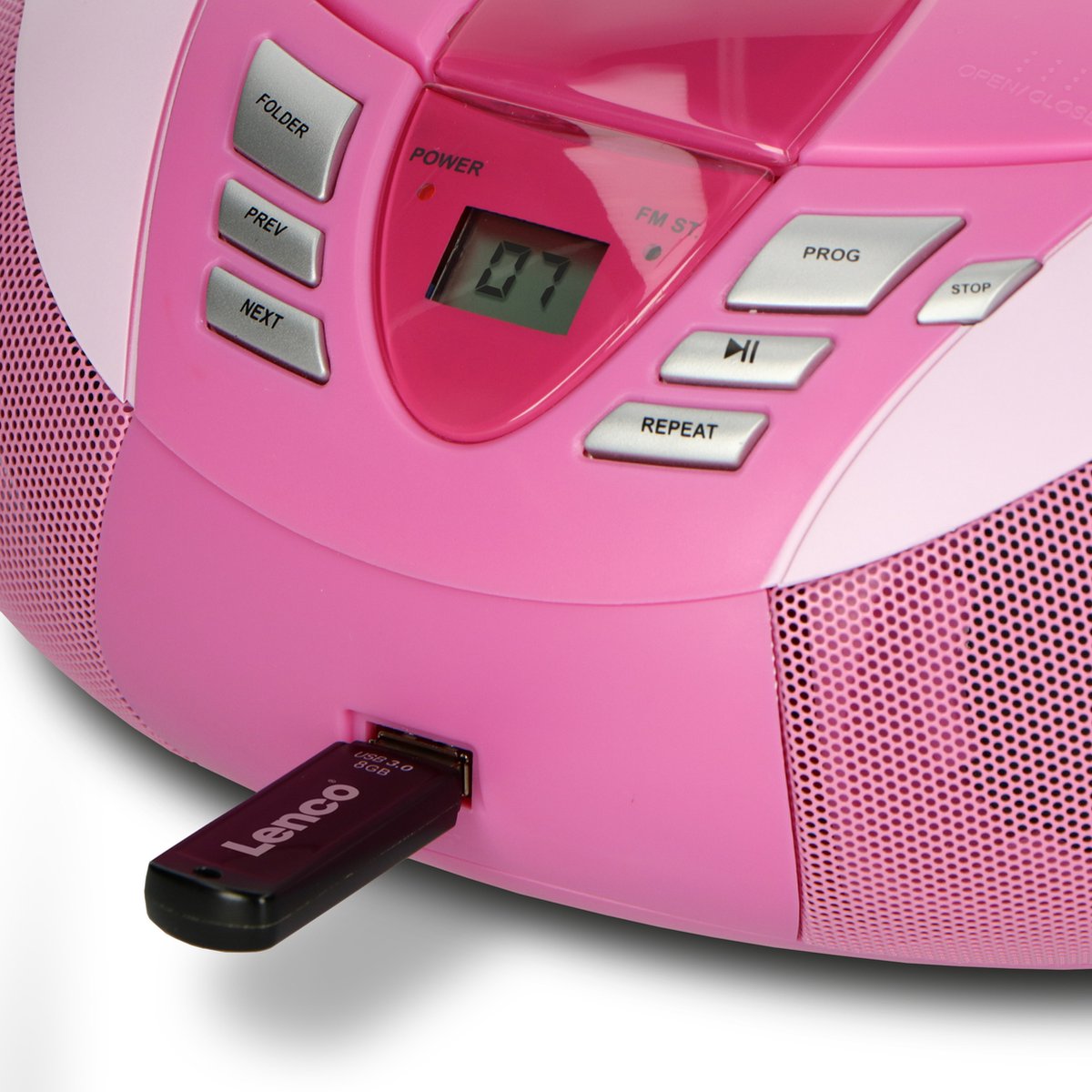 Lenco SCD-37 - Draagbare radio CD speler met MP3 optie en USB - Roze