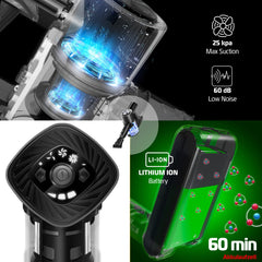 Steelstofzuiger - Draadloos - Stofzuiger Zonder zak - 25KPa - Zwart - KESSER®